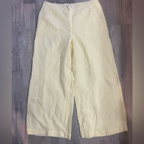 Loft. Size small wide leg linen yellow striped pants - Picture 10 of 15
